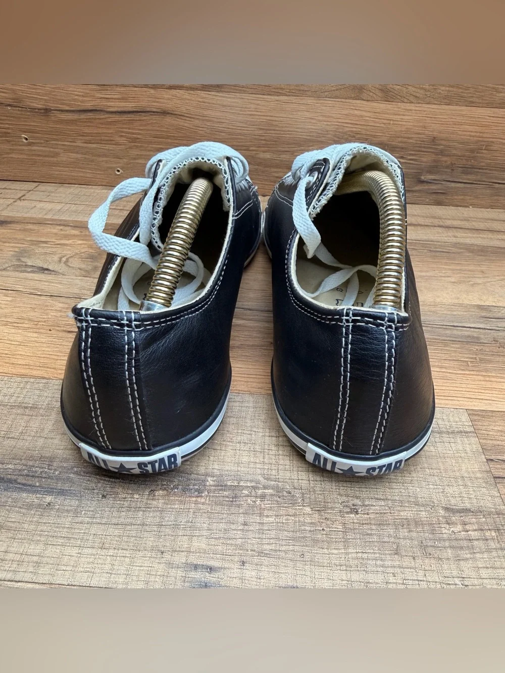 Converse size M10.5  Wo’s12.5 Classic Black Men’s Sneakers with White Toe - Picture 5 of 7